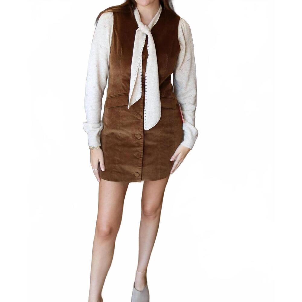 NEW ASTR gisselle mini dress in camel - Picture 5 of 7